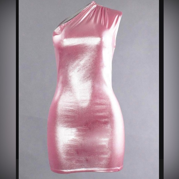 SHEIN Dresses & Skirts - Metallic Pink One Shoulder dress Mini